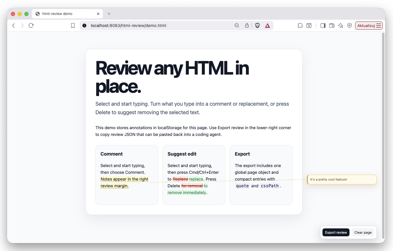 html-review screenshot